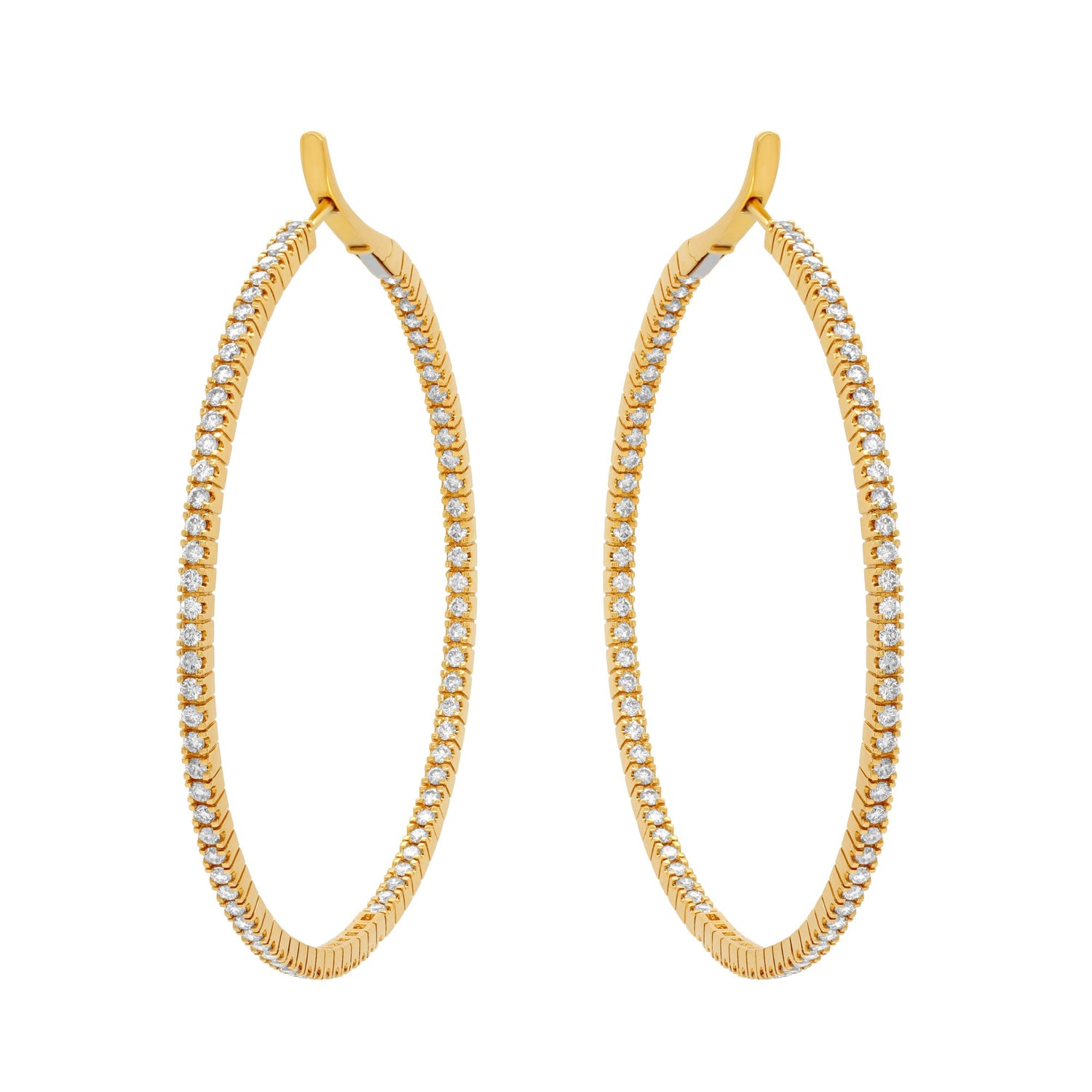 Jay Feder 18K Yellow Gold Diamond Inside Out Large Hoop Earrings
