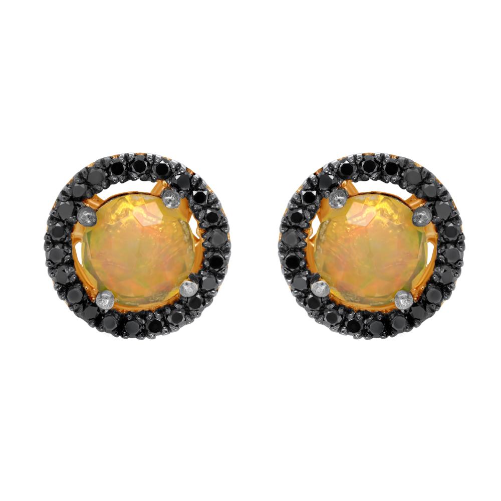 Suzanne Kalan 18K Rose Gold Diamond Opal Post Earrings