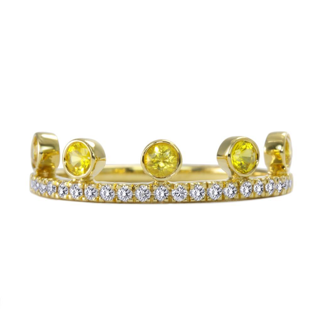 Khai Khai 18k Yellow Gold Yellow Sapphire Diamond Crown Ring