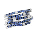 Jay Feder 14K White gold Sapphire 6 Layer Diamond ring