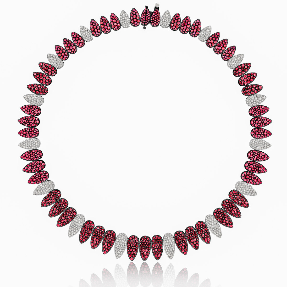Sutra 18K White Gold Kashmir Collection Diamond Ruby Collar - Jay Feder Jewelers