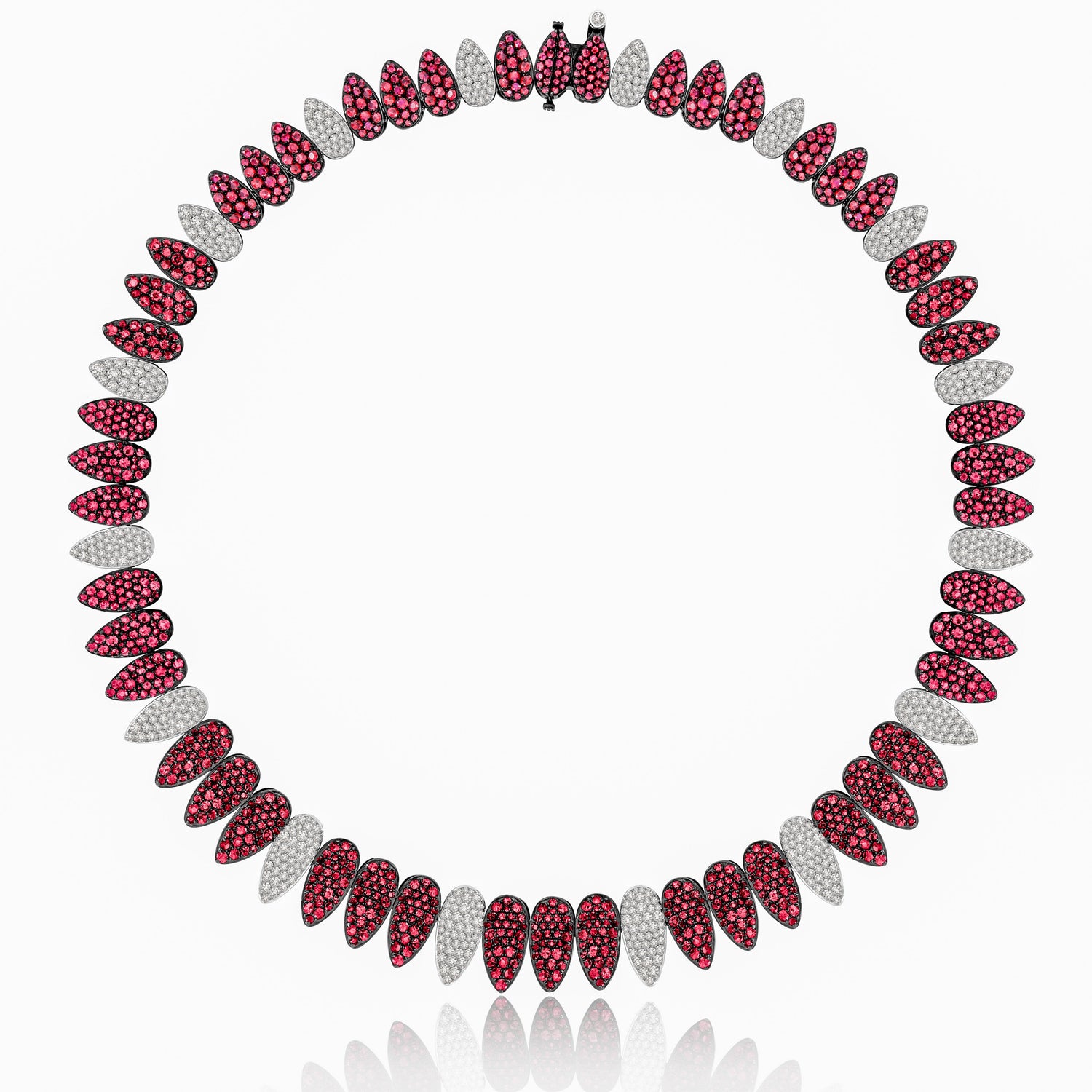Sutra 18K White Gold Kashmir Collection Diamond Ruby Collar - Jay Feder Jewelers