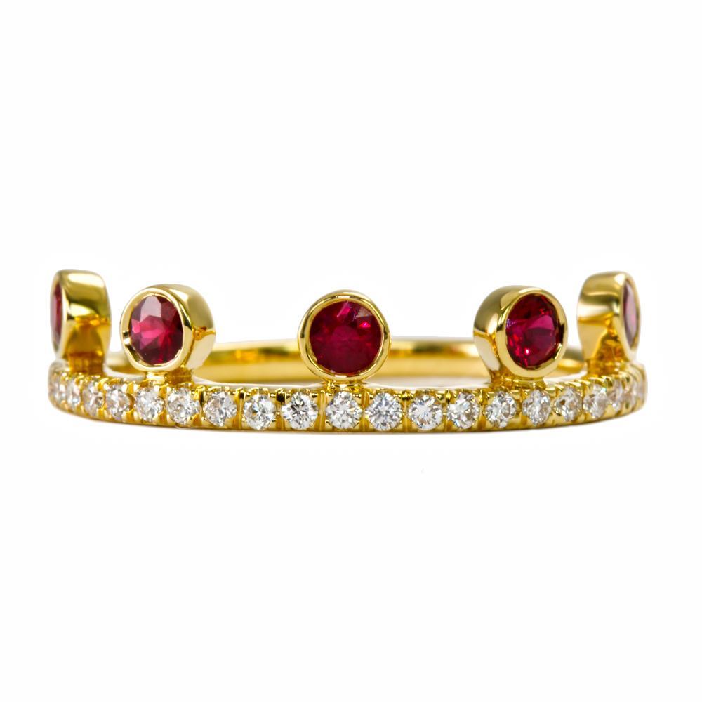 Khai Khai 18k yellow gold Ruby Diamond CROWN RING