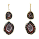 Jay Feder 14k Yellow gold diamond Agate Geode Drop Earrings