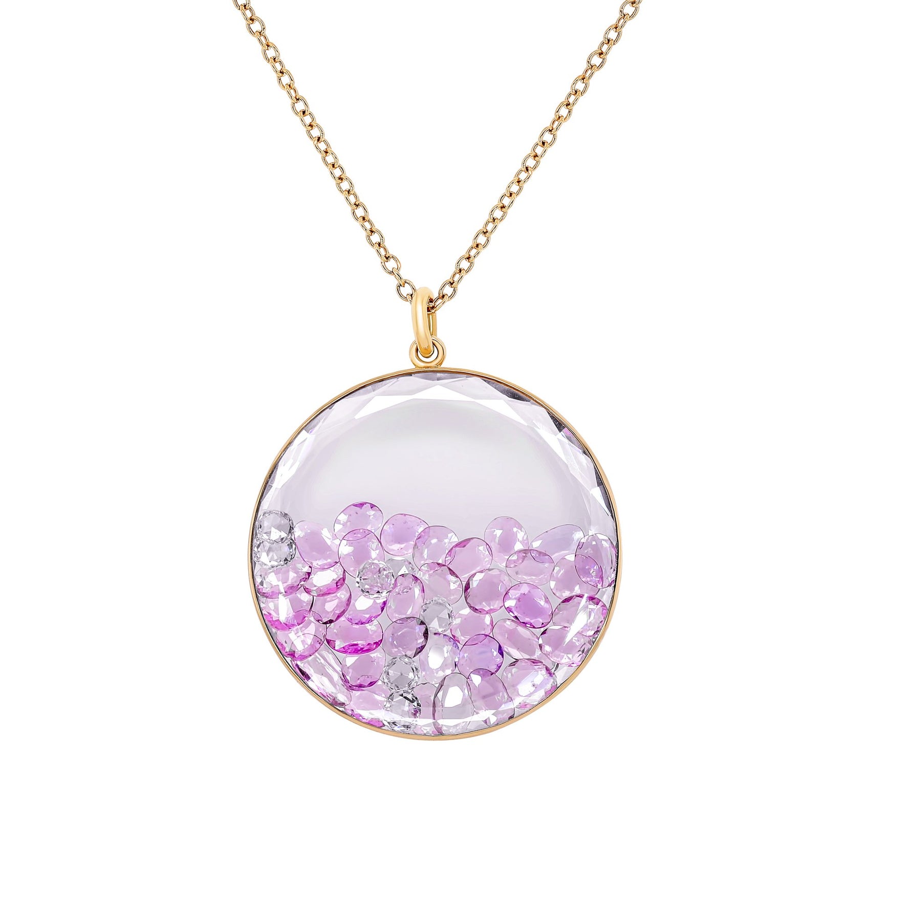 Moritz Glik 18K Rose Gold Diamond Lavender White Sapphire Shaker Necklace - Jay Feder Jewelers