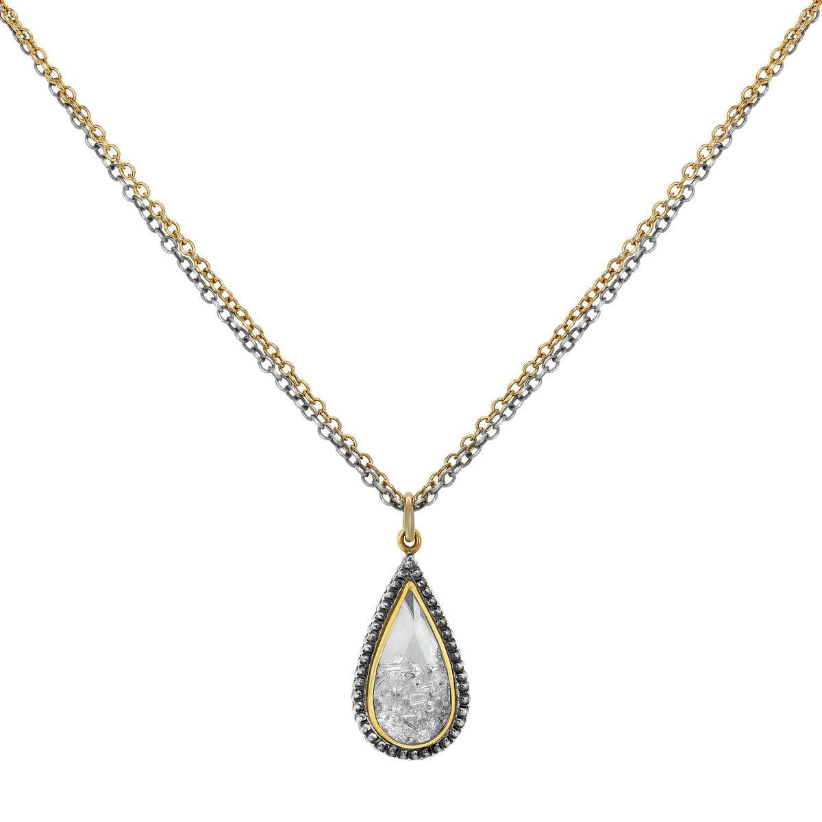 Moritz Glik 18K Yellow Gold Diamond White Sapphire Shaker Necklace