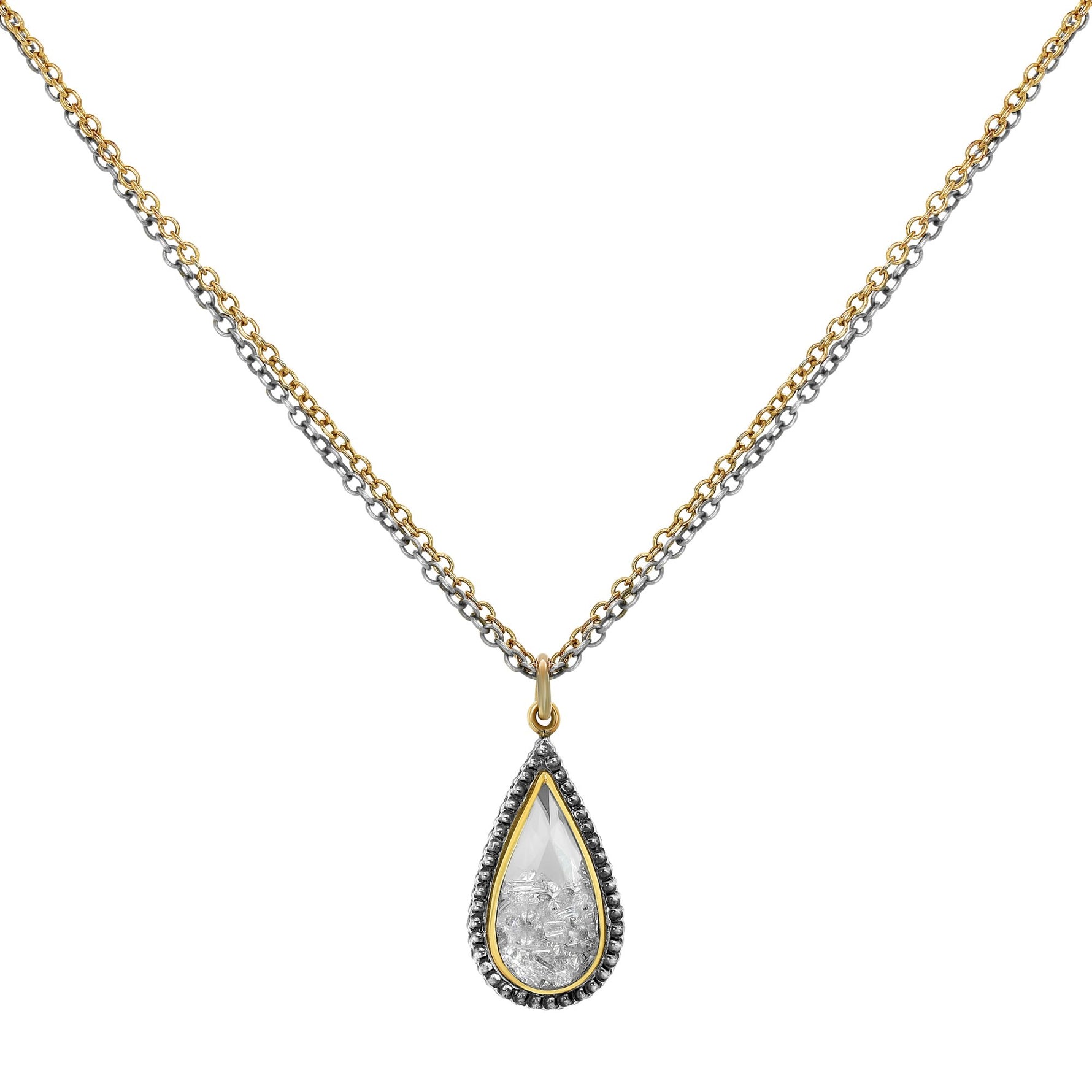 Moritz Glik 18K Yellow Gold Diamond White Sapphire Shaker Necklace