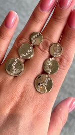 Jay Feder 14k Yellow Gold Diamond 3 Disk Drop Dangle Earrings