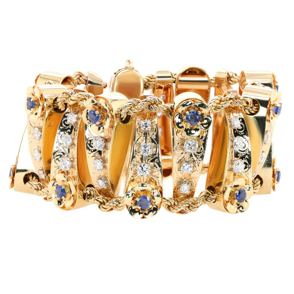 Jay Feder 18K Yellow Gold Diamond Sapphire bracelet