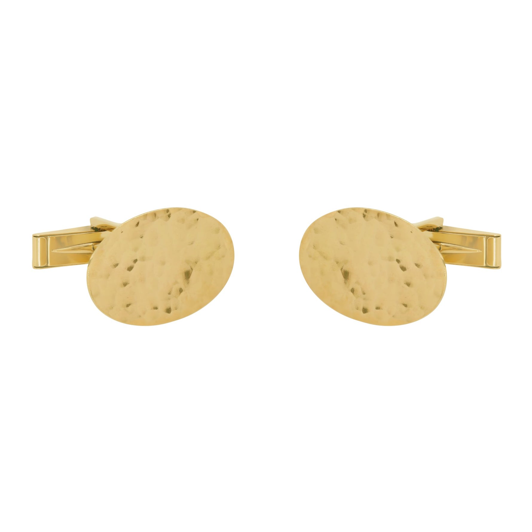 Jay Feder 14K Yellow Gold Oval Hammered Cufflinks