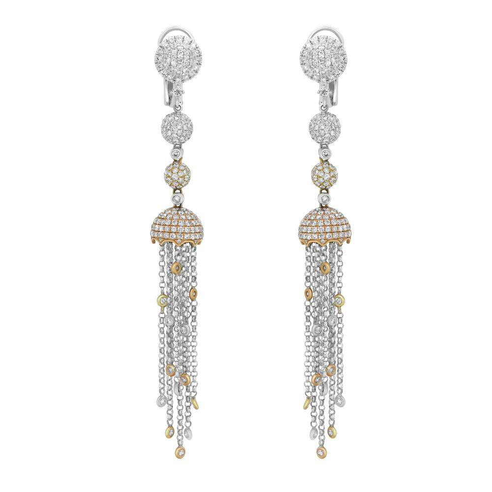 Jay Feder 18K Two Tone gold diamond Tassel Earrings