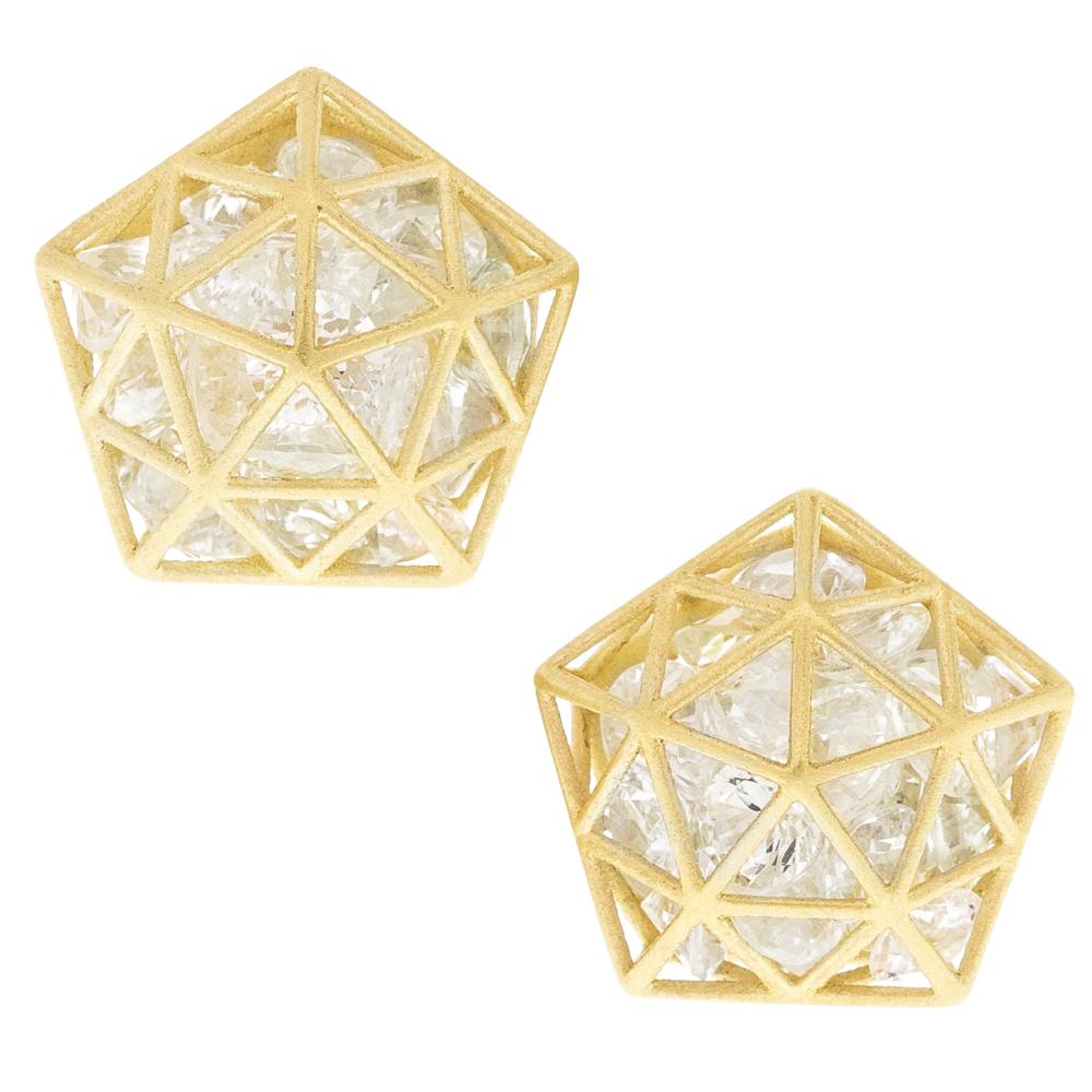 Roule & Co. 18K Yellow Gold Sapphire Shaker Stud Earrings