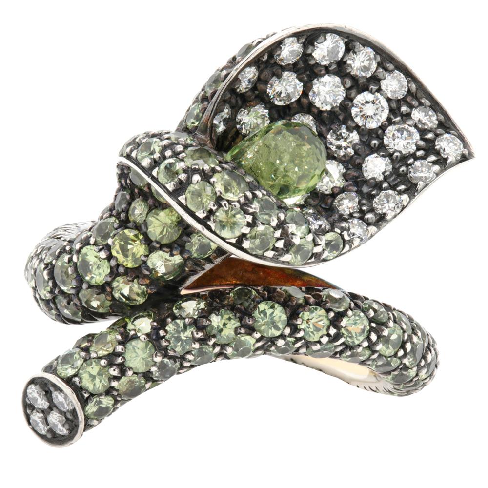 Jay Feder 18K White Gold Sterling Silver Peridot and