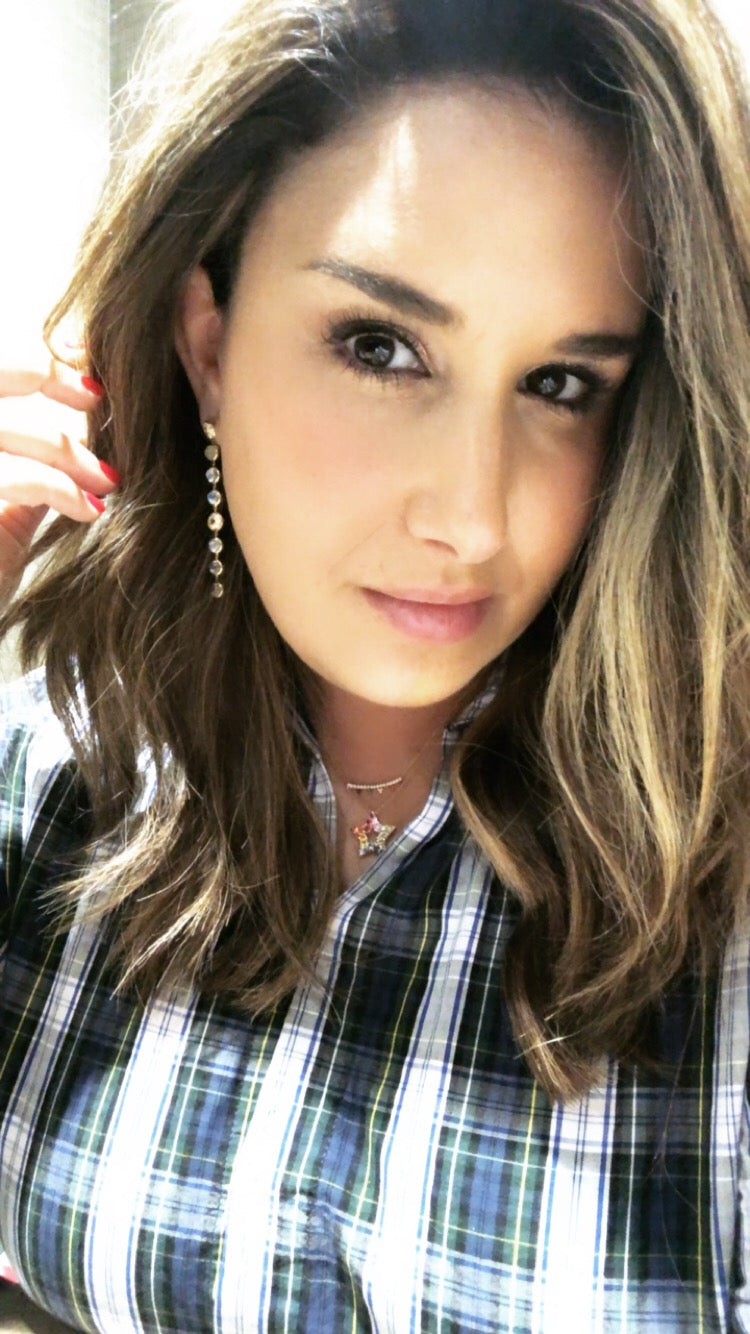 Laura Medine 18k Yellow gold Diamond Moonstone Line Earrings