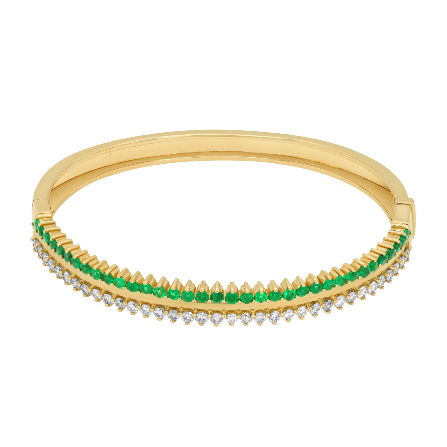 Jay Feder 14K yellow gold diamond & emerald bangle