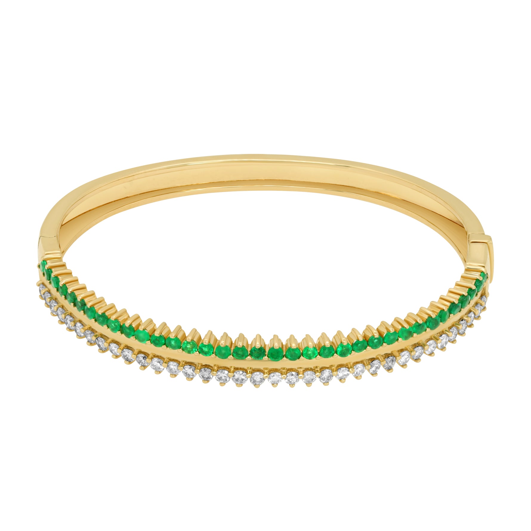 Jay Feder 14K yellow gold diamond & emerald bangle