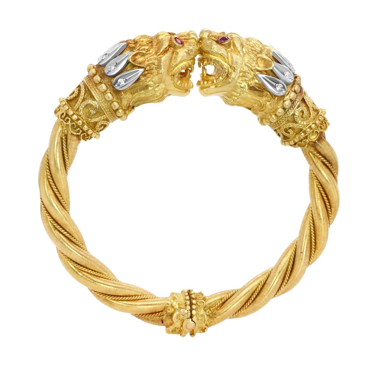 Jay Feder 18K Yellow Gold Sapphire Eyed Lion Bracelet