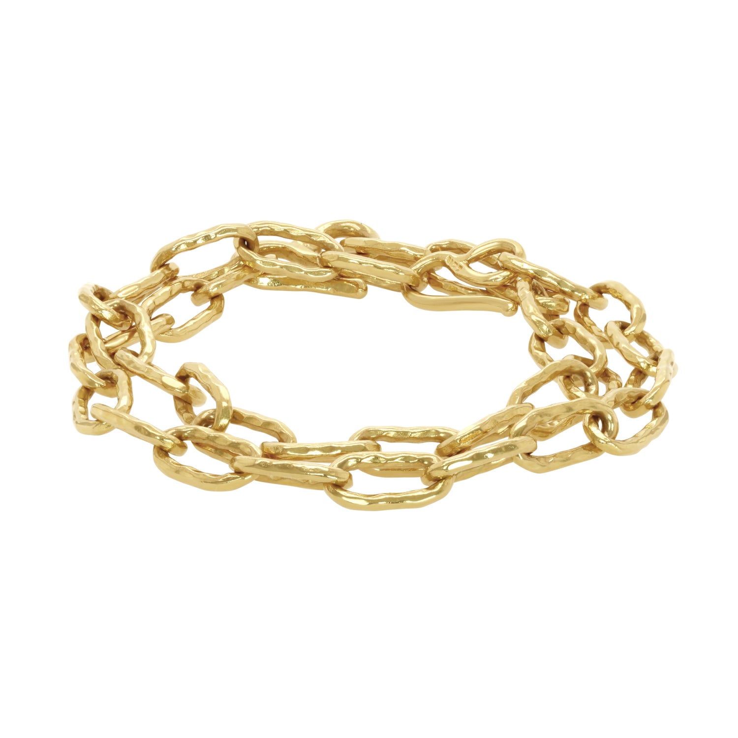 Jay Feder 22K Yellow Gold Hammered Link Bracelet Set