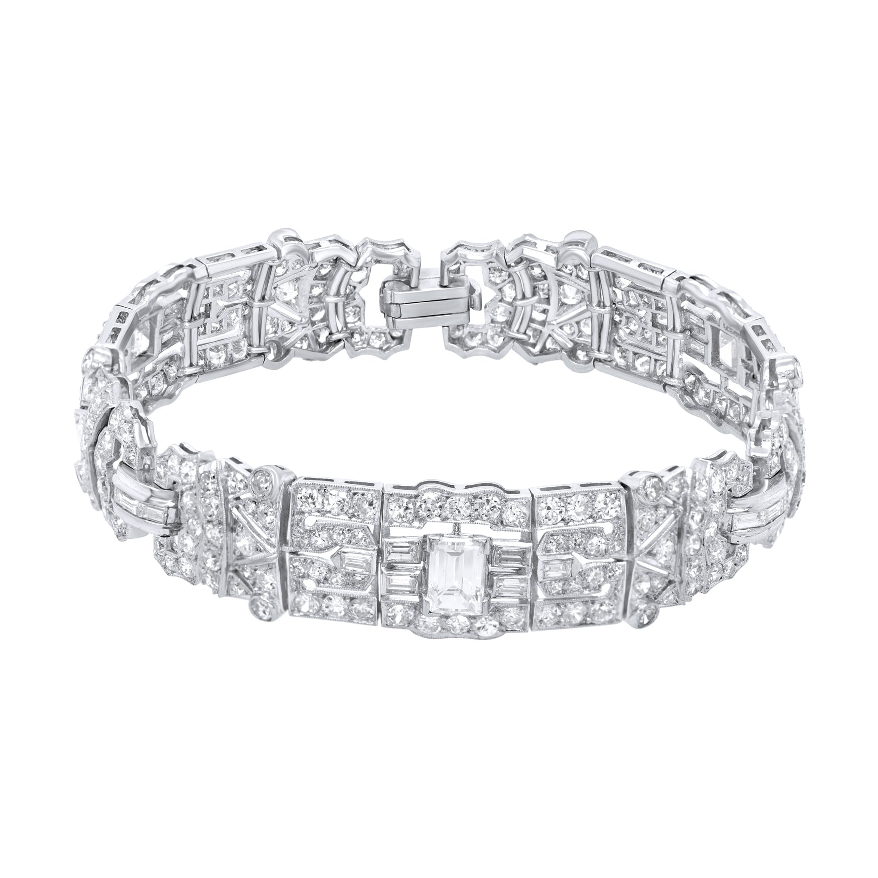 Jay Feder Platinum Art Deco Diamond Bracelet