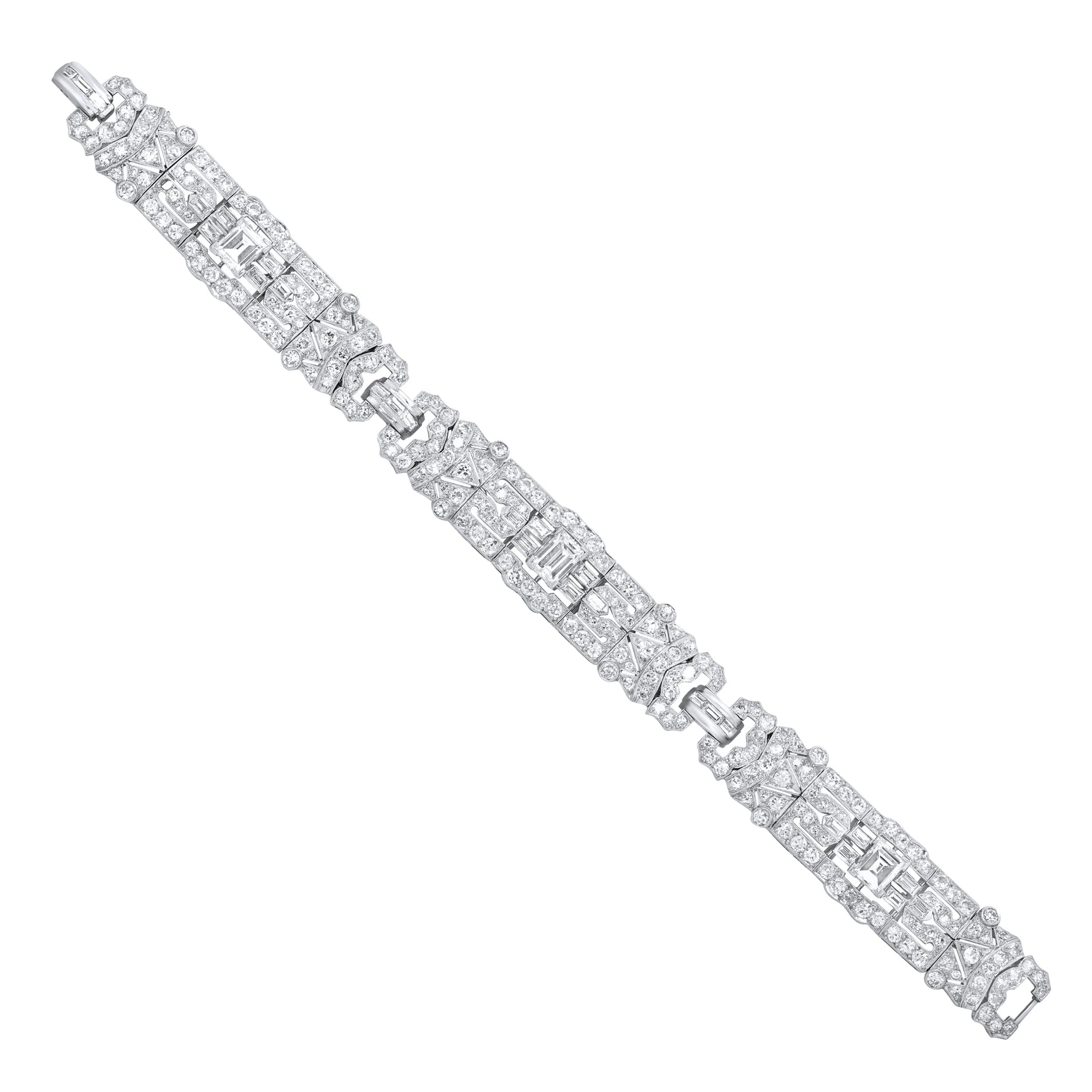 Jay Feder Platinum Art Deco Diamond Bracelet