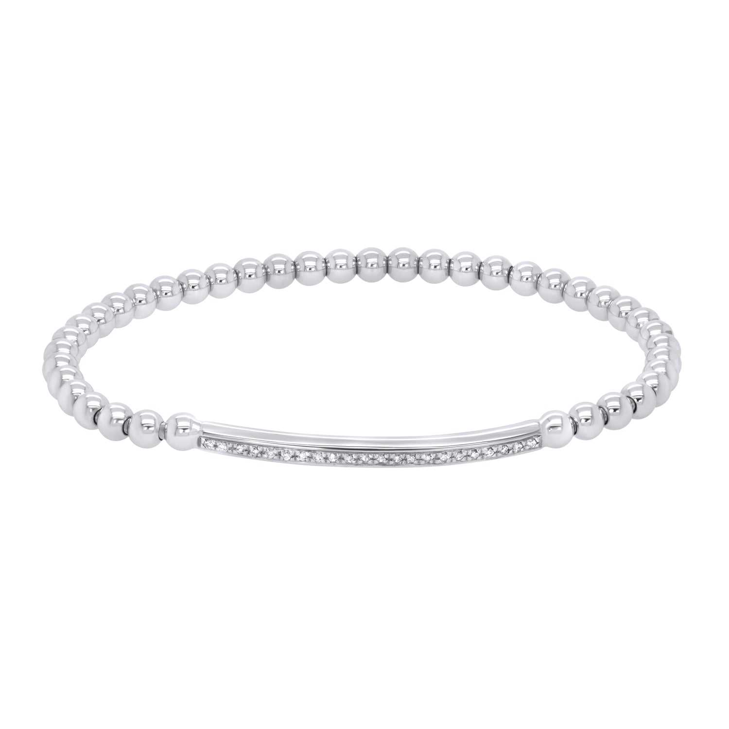 Jay Feder 14K White Gold Diamond Fishtail Beaded Bracelet