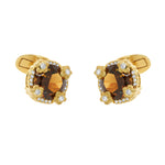 Jay Feder 14K Yellow Gold Diamond & Smoky Topaz Cufflinks