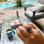 Jay Feder 14K White gold Sapphire 6 Layer Diamond ring