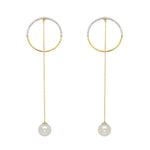 Mateo 14K Yellow Gold Half Moon Diamond Pearl Drop Earrings