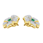 Jay Feder 14K Yellow Gold Diamond Emerald Flower Earrings