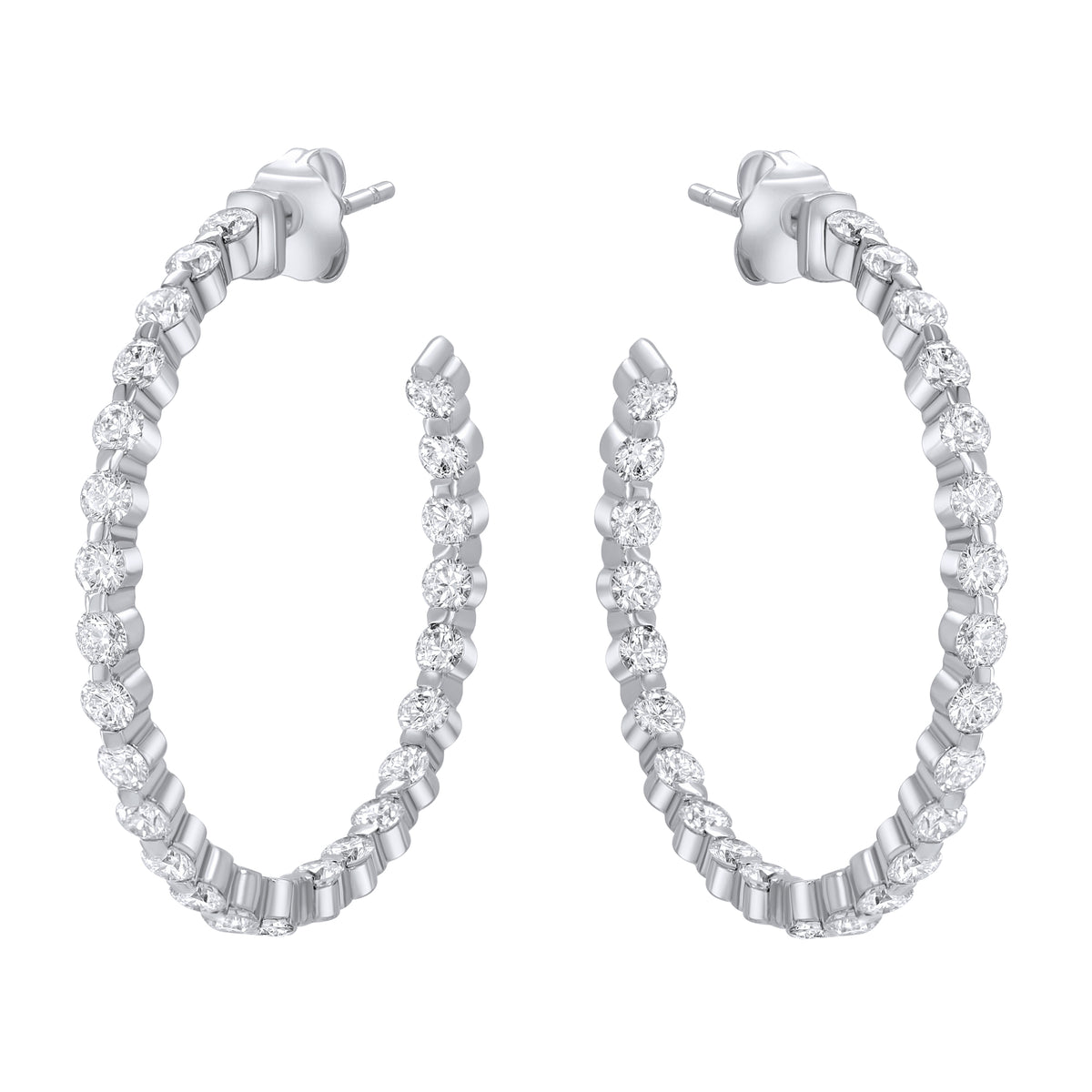 Jay Feder 14K White Gold Diamond Hoop Earrings