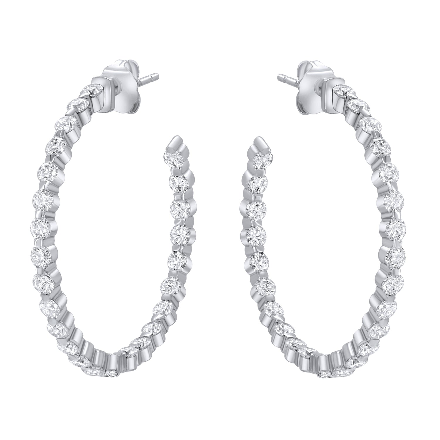 Jay Feder 14K White Gold Diamond Hoop Earrings