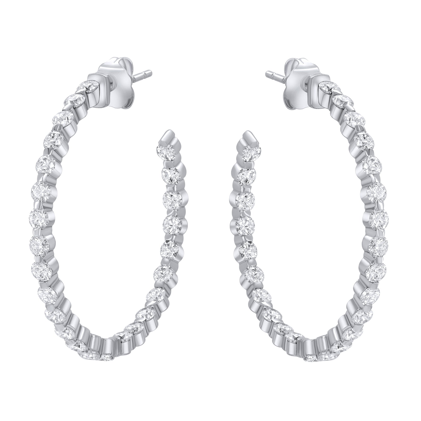 Jay Feder 14K White Gold Diamond Hoop Earrings