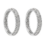 Jay Feder 14K White Gold Large Pave Inside/Out Hoop Earrings