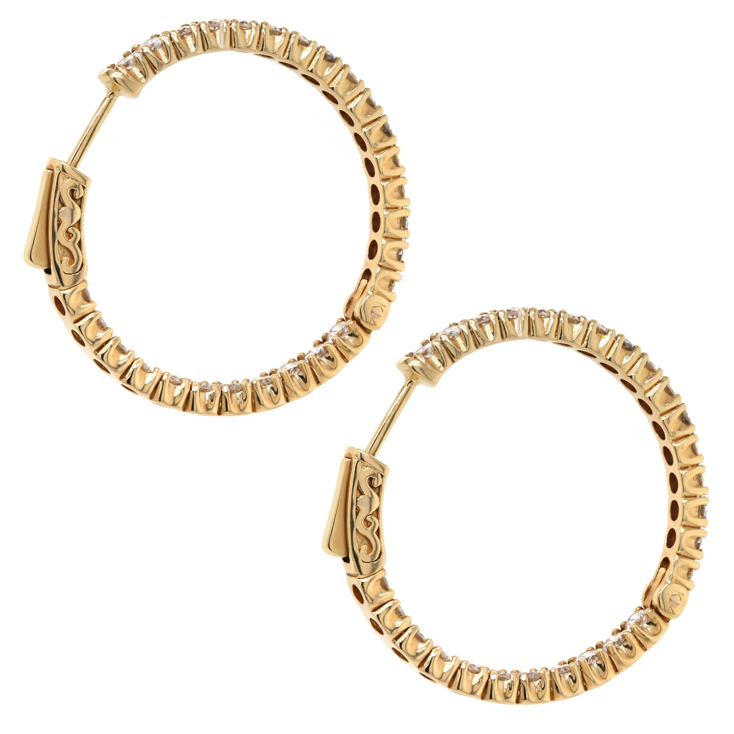 Jay Feder 14K Yellow Gold Diamond Inside Out Hoop Earrings