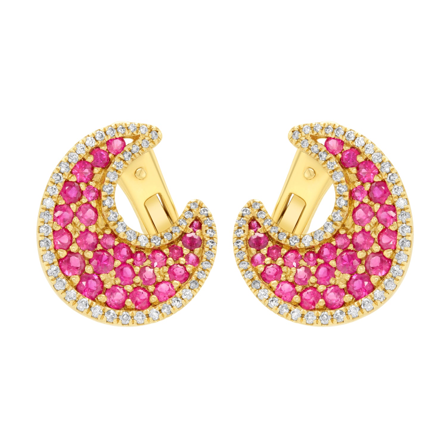 Jay Feder 14K White Gold 108 Diamond & Ruby Earrings