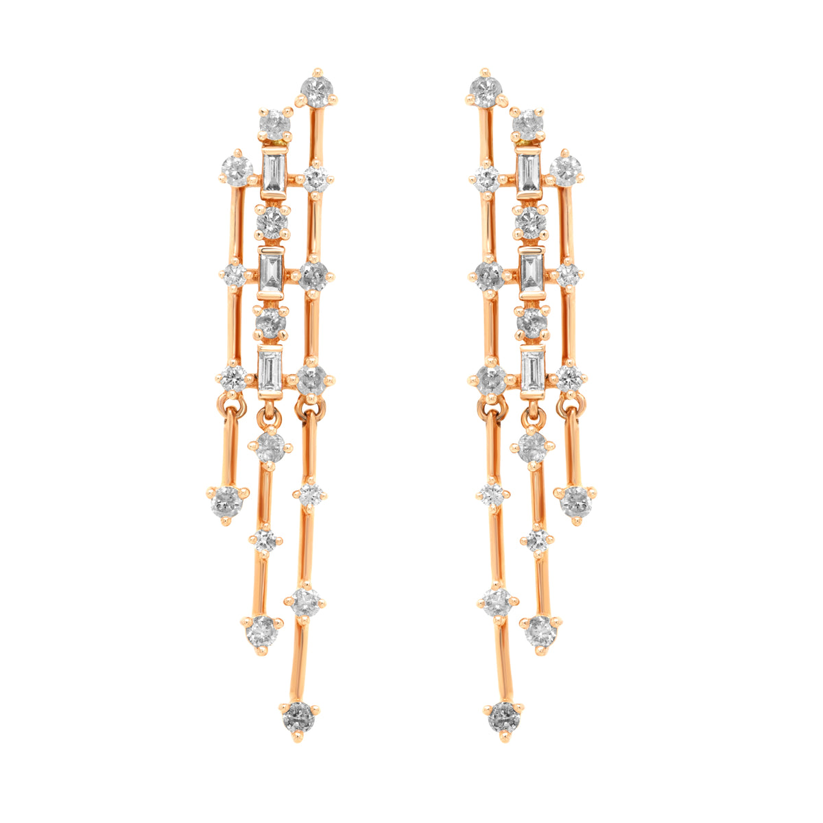 Jay Feder 14K Rose Gold Diamond Dangle Earrings