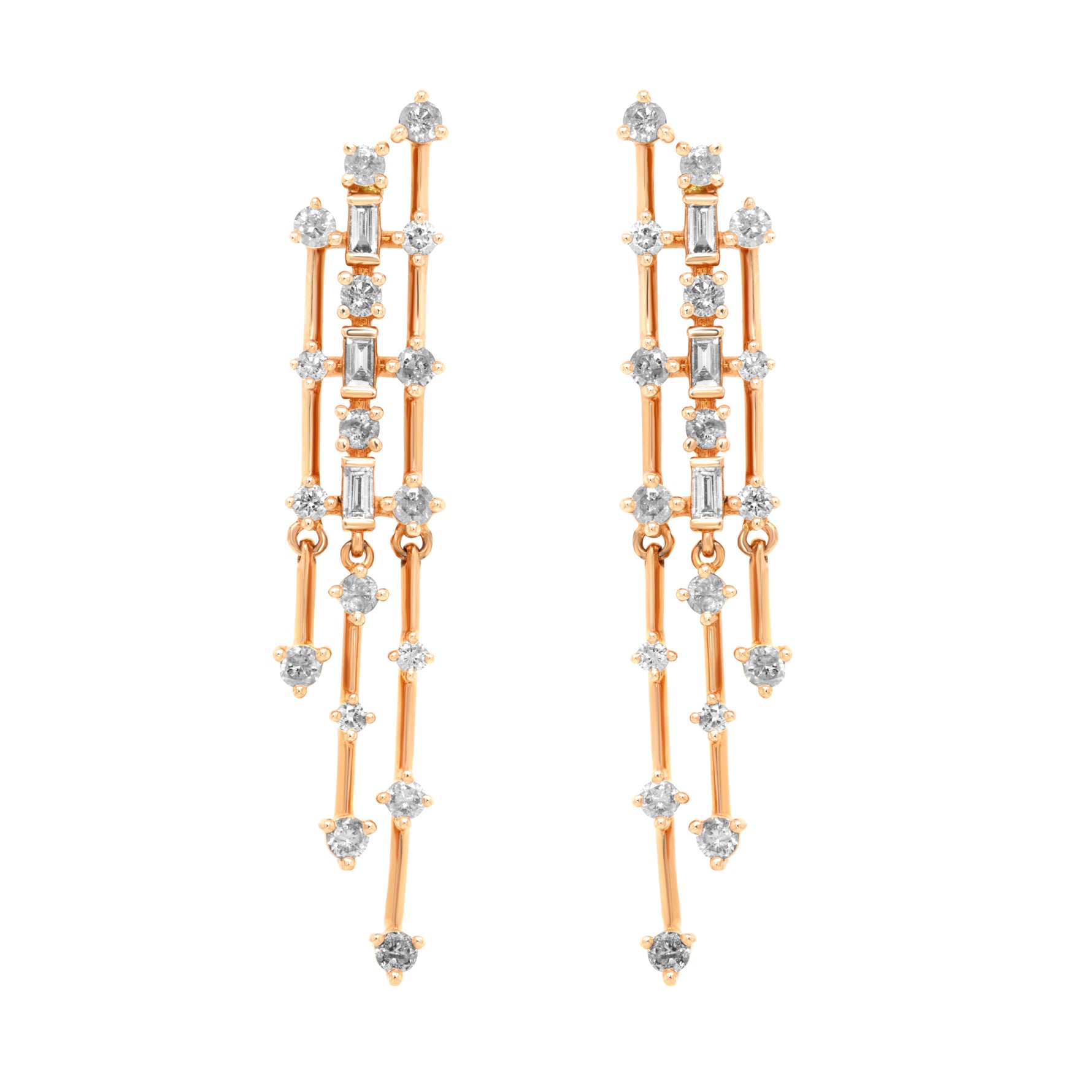 Jay Feder 14K Rose Gold Diamond Dangle Earrings
