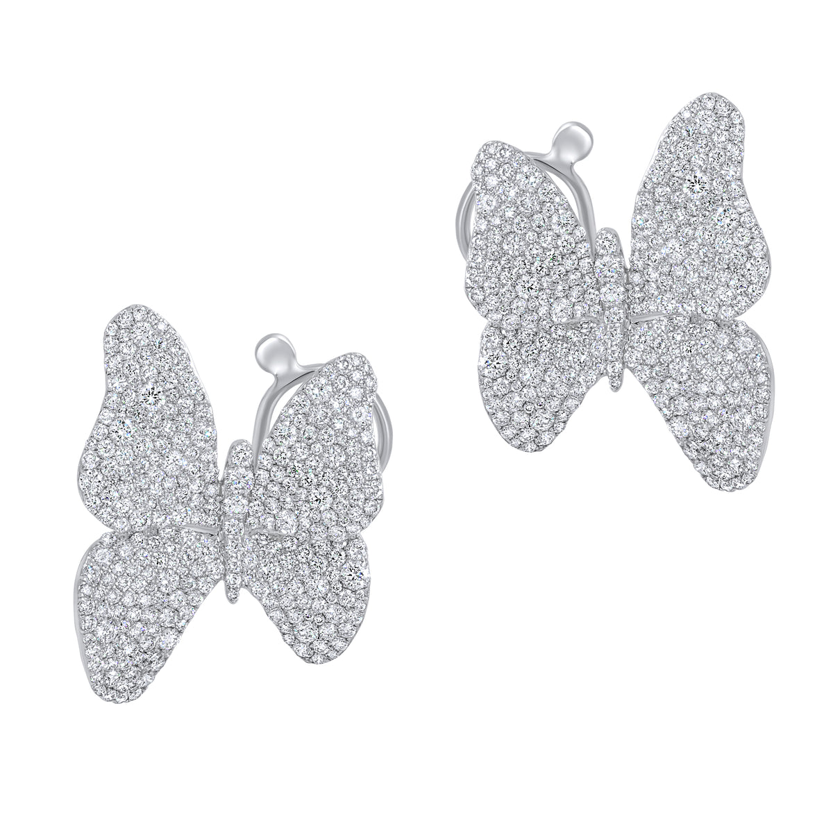 Sutra 18K White Gold Diamond Butterfly Earrings