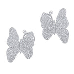 Sutra 18K White Gold Diamond Butterfly Earrings