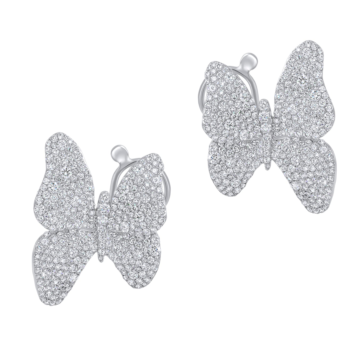 Sutra 18K White Gold Diamond Butterfly Earrings