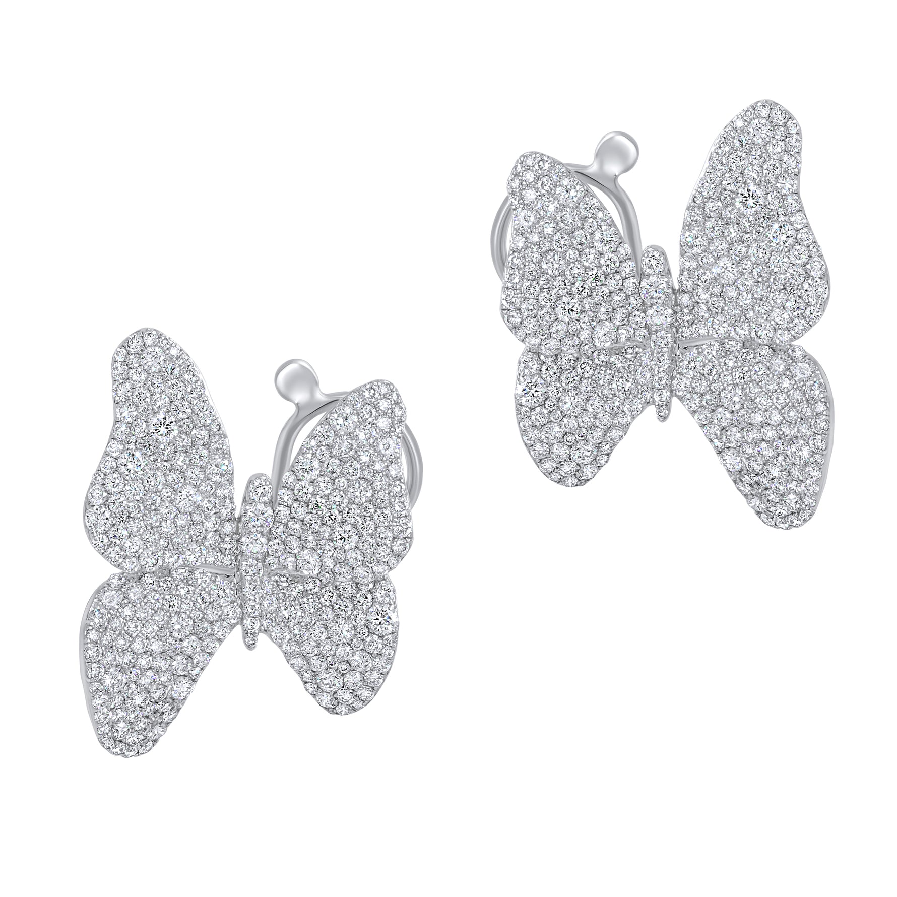 Sutra 18K White Gold Diamond Butterfly Earrings