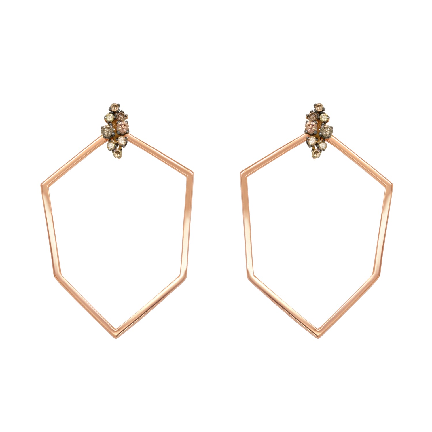 Shiva 18K Rose Gold Open Hexagon Dangle Earrings