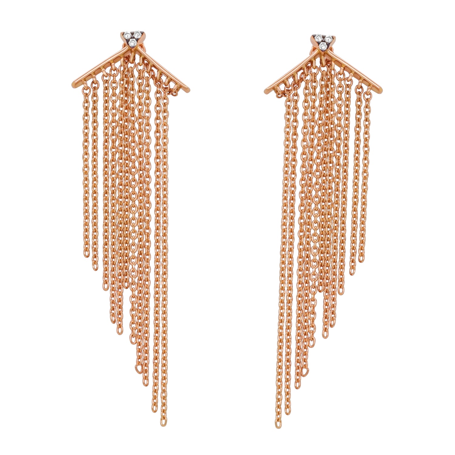 Shiva 18K Rose Gold Diamond Dangle Chain Earrings