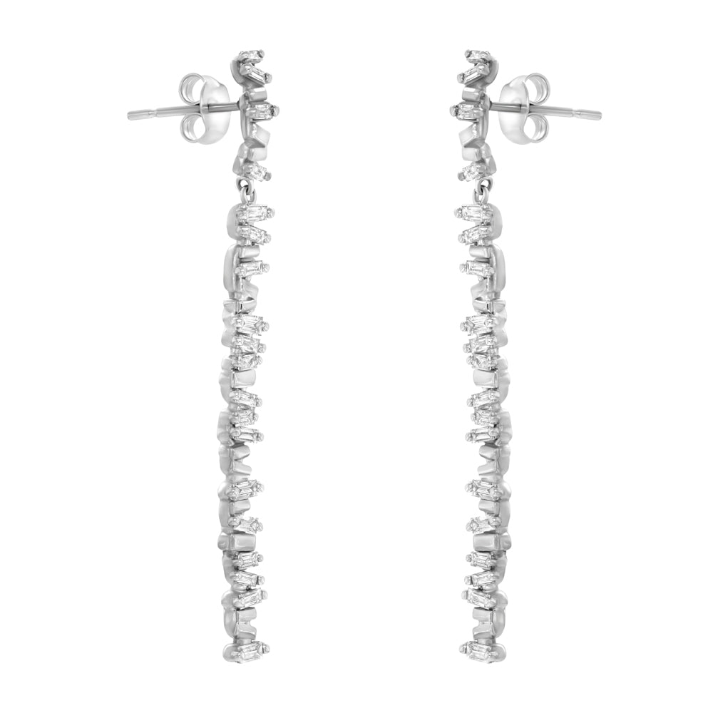 Suzanne Kalan 18K White Gold Diamond Dangle Stick Earrings