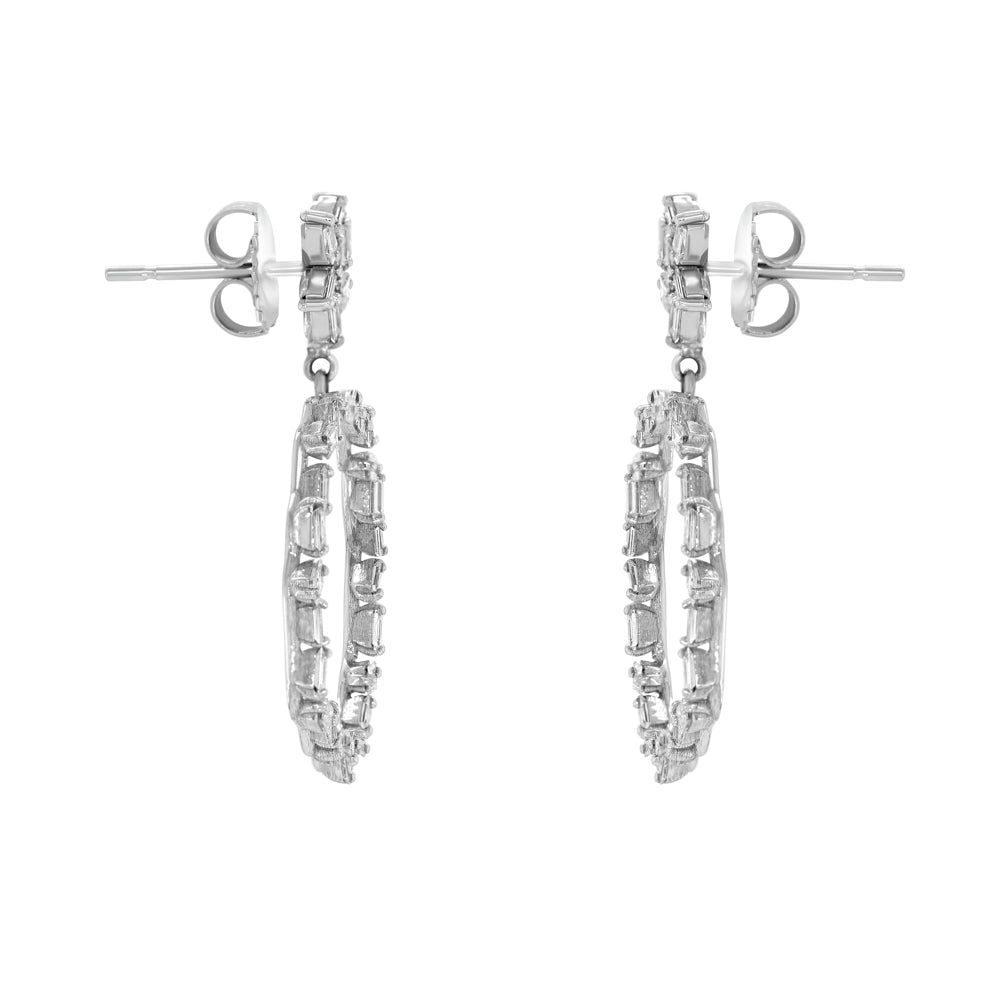 Suzanne Kalan 18K White gold Baguette Diamond Firework Earrings