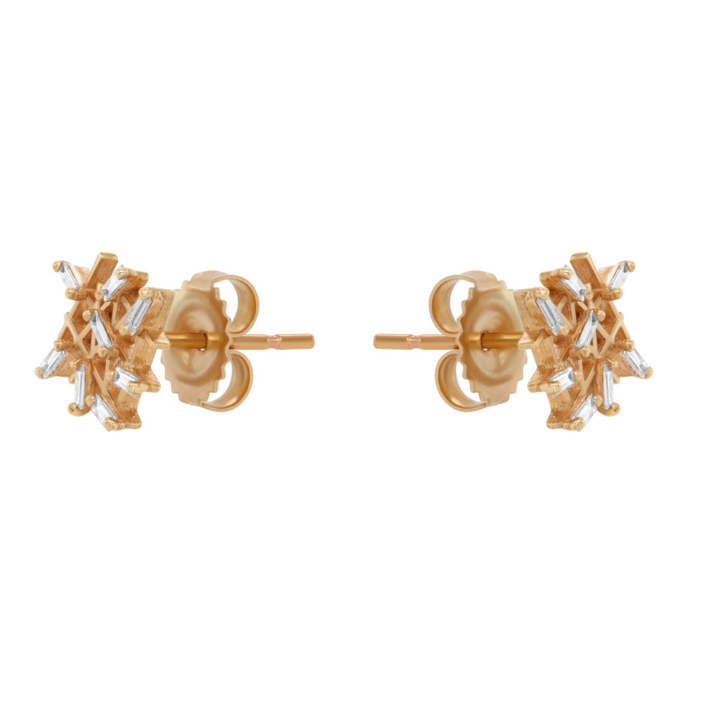 Suzanne Kalan 18K Rose Gold Baguette Diamond Post Earrings