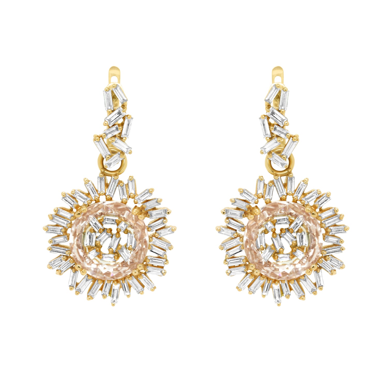 Suzanne Kalan 18K Rose Gold Diamond Circle Drop Earrings