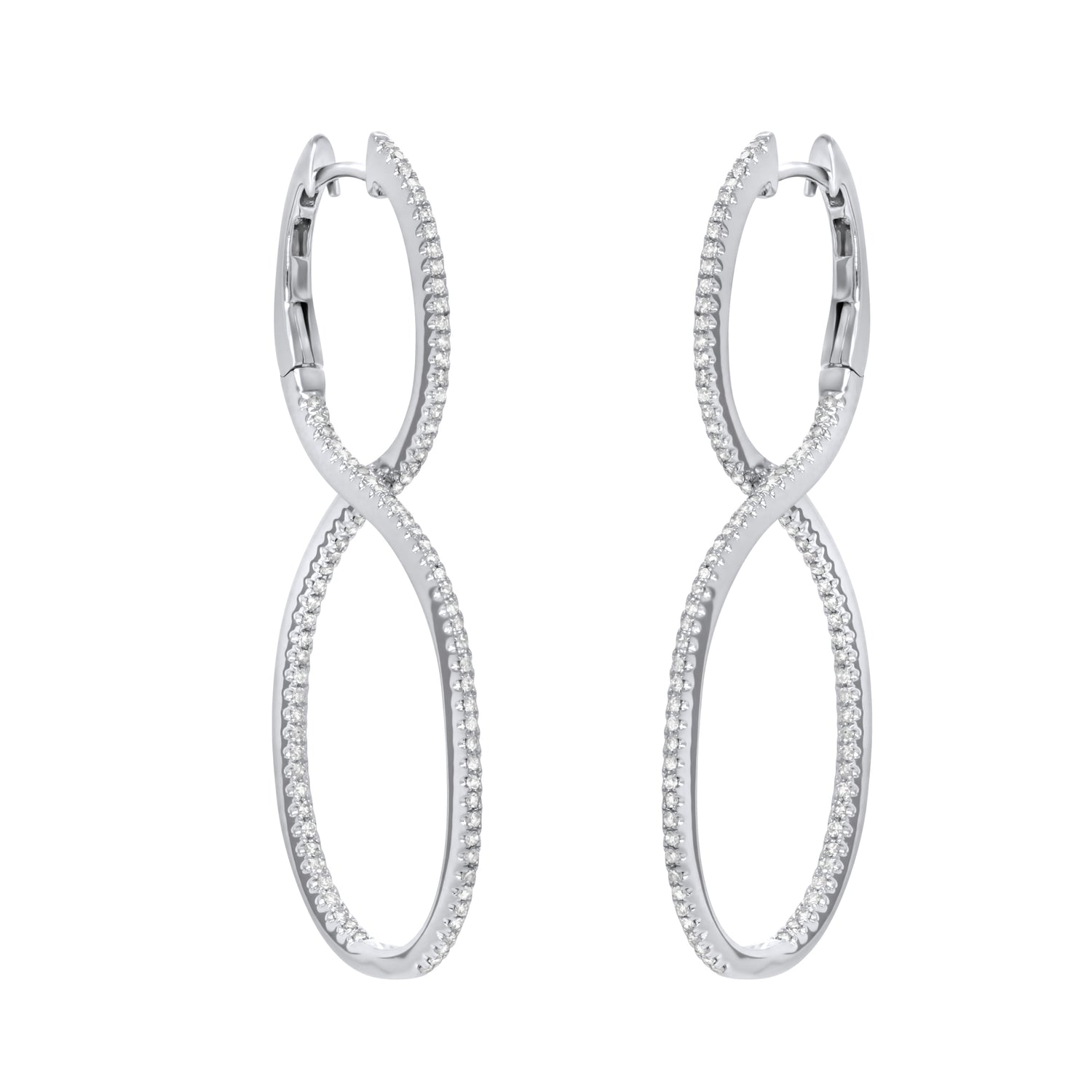 Jay Feder 14K White Gold Diamond Infinity Earrings
