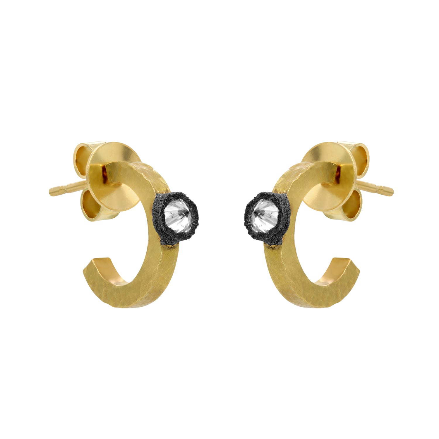 Todd Pownell 18K Yellow Gold, 14K White Gold Diamond Inverted Hoop Earrings