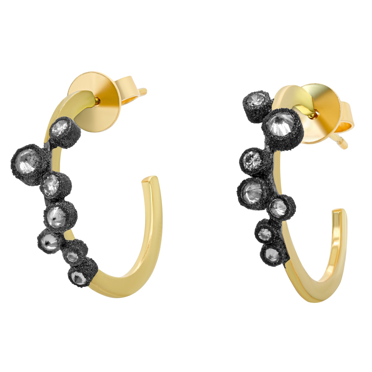 Todd Pownell 18K Yellow Gold Diamond Inverted Hoop Earrings